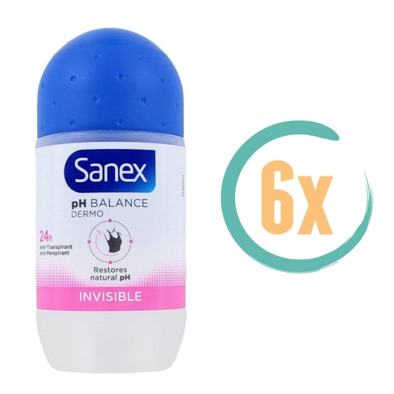 6x Sanex Dermo Invisible Deoroller 50ml - Deodorant