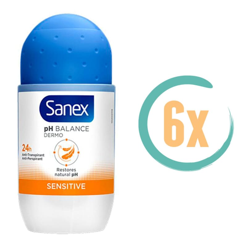 6x Sanex Dermo Sensitive Deoroller 50ml - Deodorant