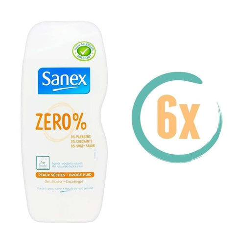 6x Sanex Zero Droge Huid Douchegel 250ml