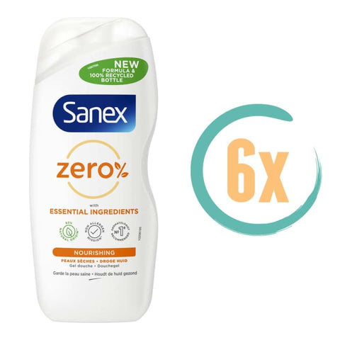 6x Sanex Zero Droge Huid Douchegel 250ml