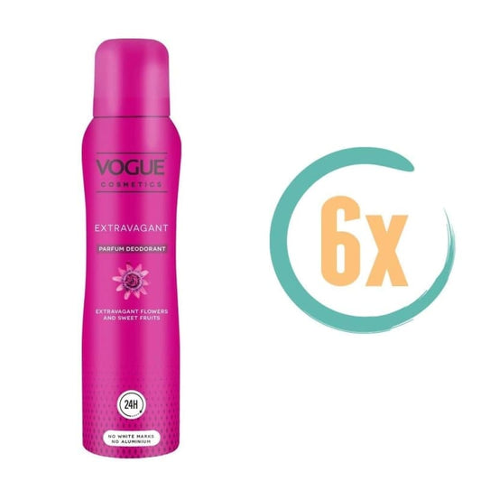 6x Vogue Extravagant Deospray 150ml - Deodorant voor vrouwen