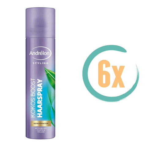 6x Andrelon Kokos Boost Haarspray 250ml
