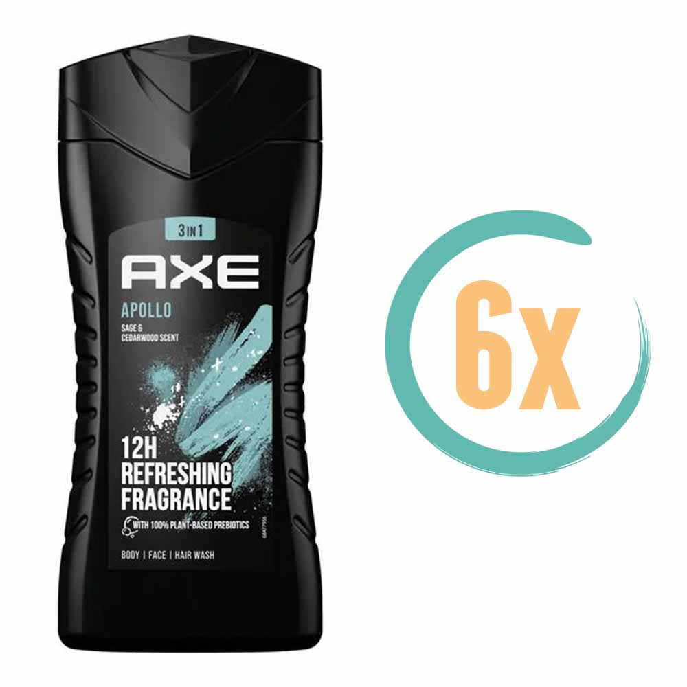 6x Axe Apollo 3in1 Douchegel 250ml
