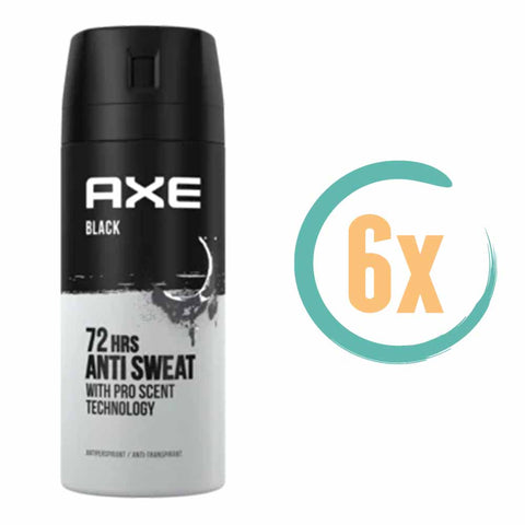 6x Axe Black 72H Deospray 150ml