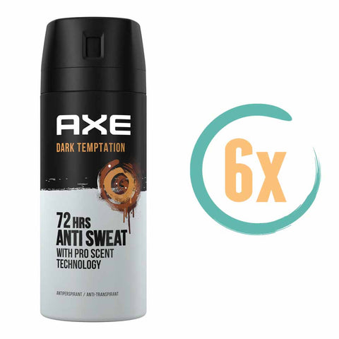 6x Axe Dark Temptation 72H Deospray 150ml