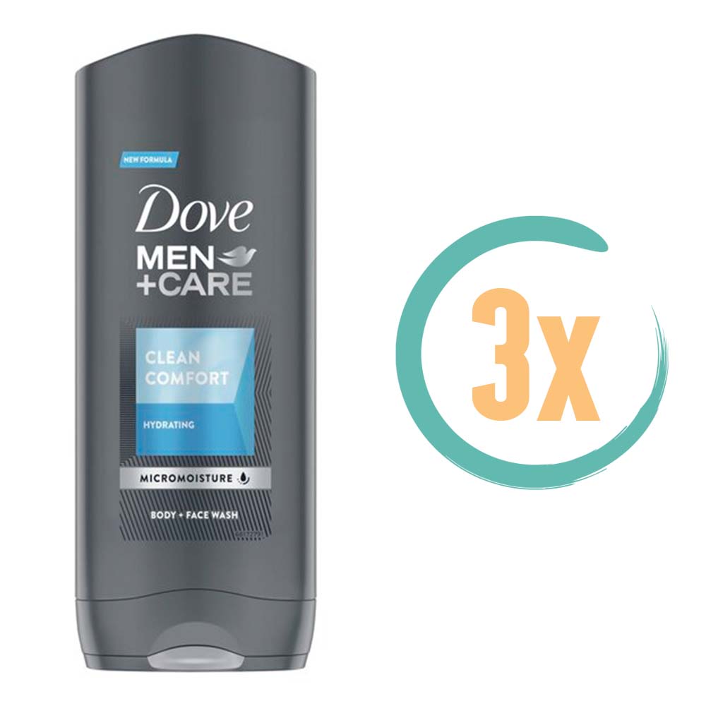 3x Dove Men Clean Comfort Douchegel 400ml