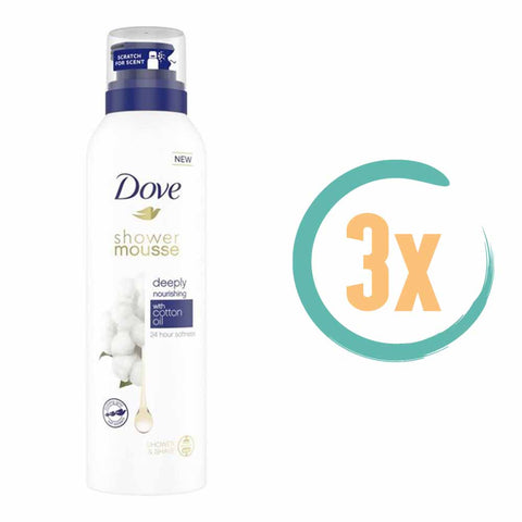 3x Dove Deeply Nourishing Shower Mousse 200ml