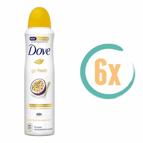 6x Dove Go Fresh Passievrucht & Citroengras Deospray 150ml