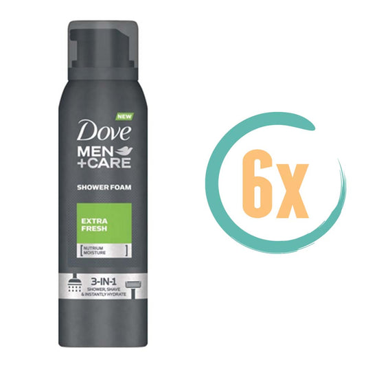 6x Dove Extra Fresh Shower Foam 200ml, VoordeligInslaan.nl