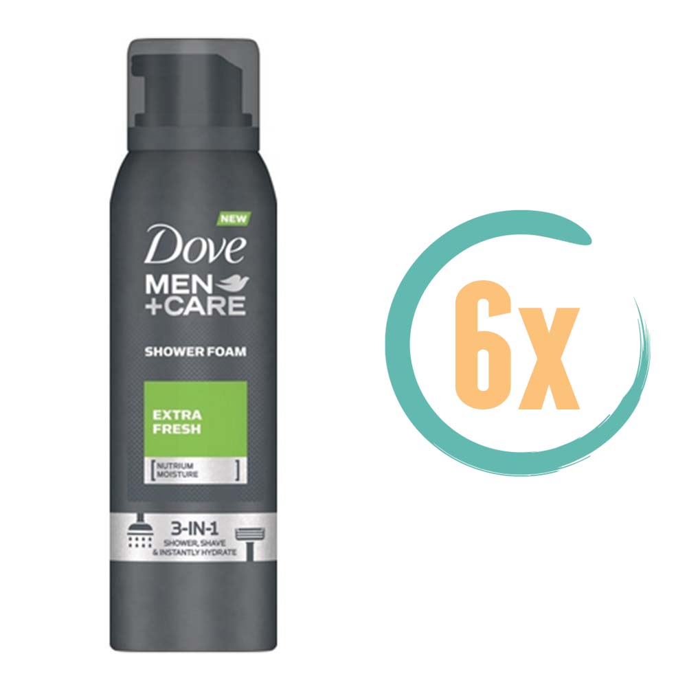 6x Dove Extra Fresh Shower Foam 200ml
