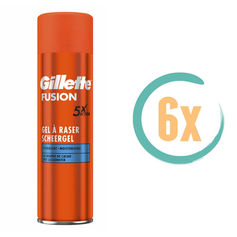 6x Gillette Fusion Moisturising Scheergel 200ml