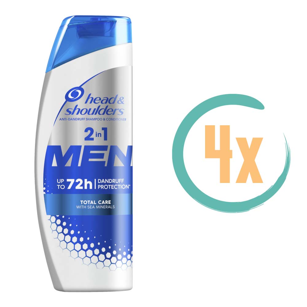 4x Head & Shoulders Men Total Care 2in1 Shampoo 400ml