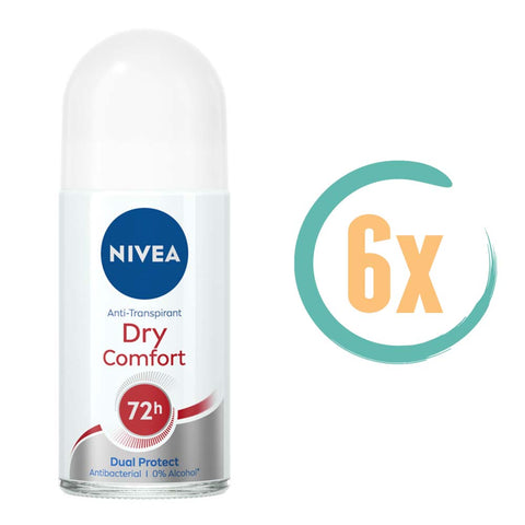 6x Nivea Dry Comfort Deoroller 50ml