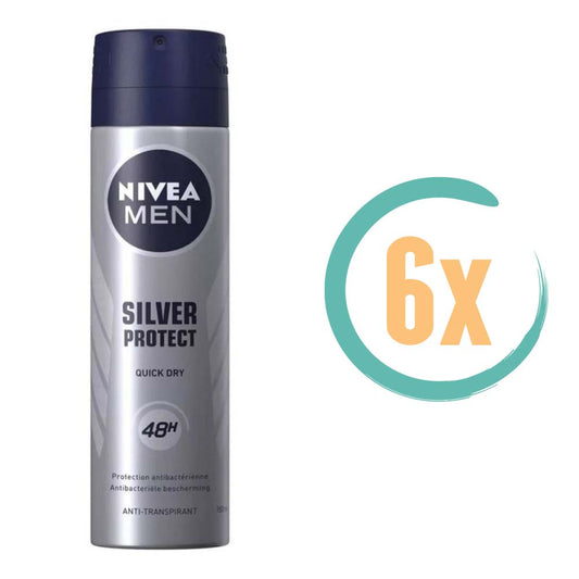 6x Nivea Silver Protect Deospray 150ml, VoordeligInslaan.nl