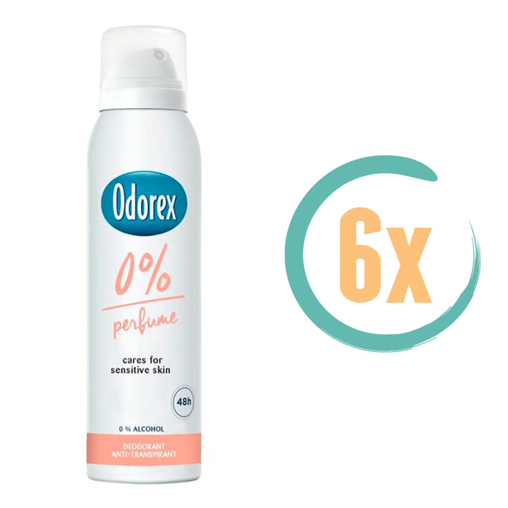 6x Odorex 0% Perfume Deospray 150ml, VoordeligInslaan.nl