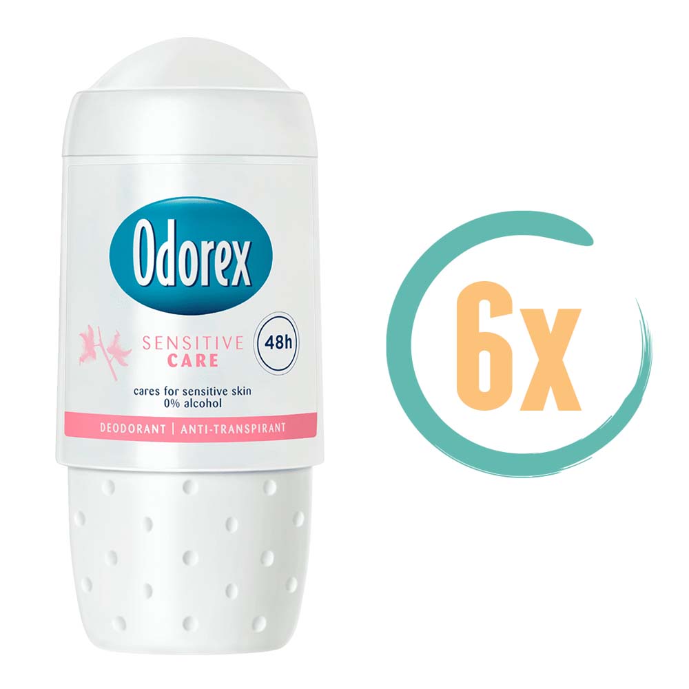 6x Odorex Sensitive Care Deoroller 50ml, VoordeligInslaan.nl