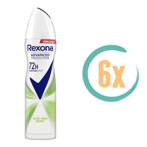 6x Rexona Aloe Vera 72H Deospray 150ml
