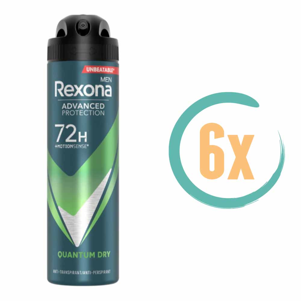 6x Rexona Quantum Dry 72H Deospray 150ml