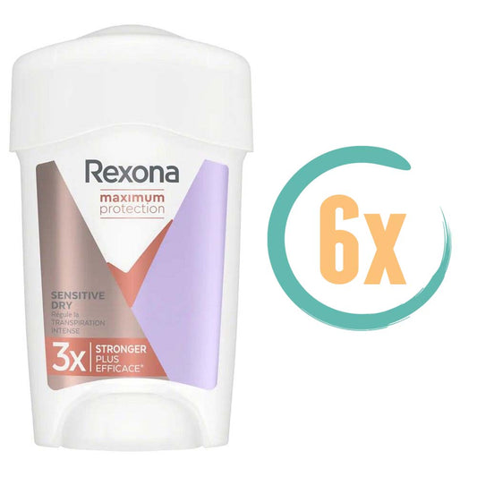 6x Rexona Maximum Protection Sensitive Dry Deostick 45ml, VoordeligInslaan.nl