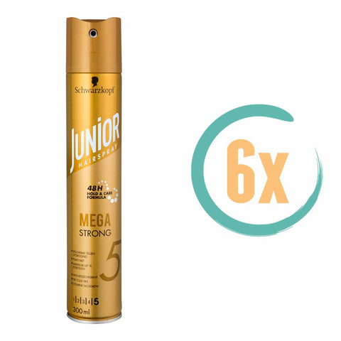 6x Schwarzkopf Junior Mega Strong Haarspray 300ml