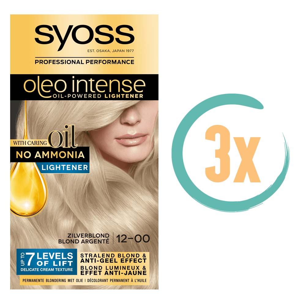 3x Syoss Oleo Intense 12-00 Zilverblond Haarverf