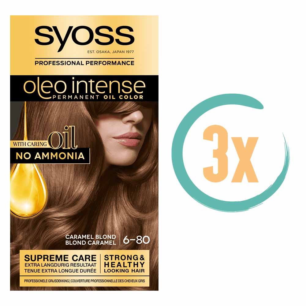 3x Syoss Oleo Intense 6-80 Caramel Blond Haarverf