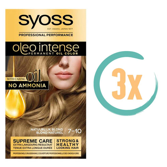 3x Syoss Color Oleo Intense 7-10 Natuurlijk Blond Haarverf, VoordeligInslaan.nl
