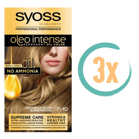 3x Syoss Color Oleo Intense 7-10 Natuurlijk Blond Haarverf