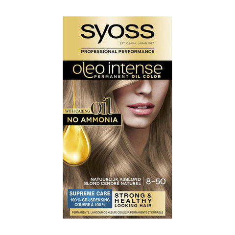 3x Syoss Color Oleo Intense 8-50 Natuurlijk Asblond Haarverf