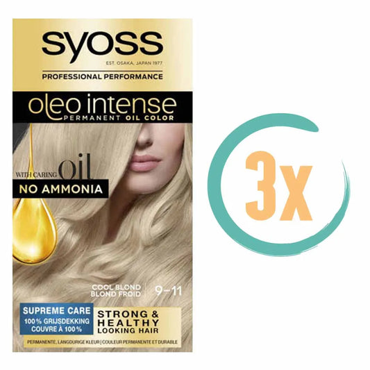 3x Syoss Color Oleo 9-11 Intense Cool Blond Haarverf