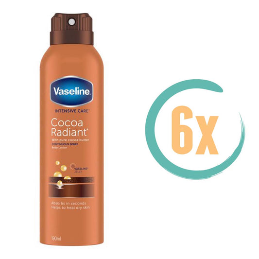 6x Vaseline Cocoa Radiant Bodylotion Spray 190ml, VoordeligInslaan.nl